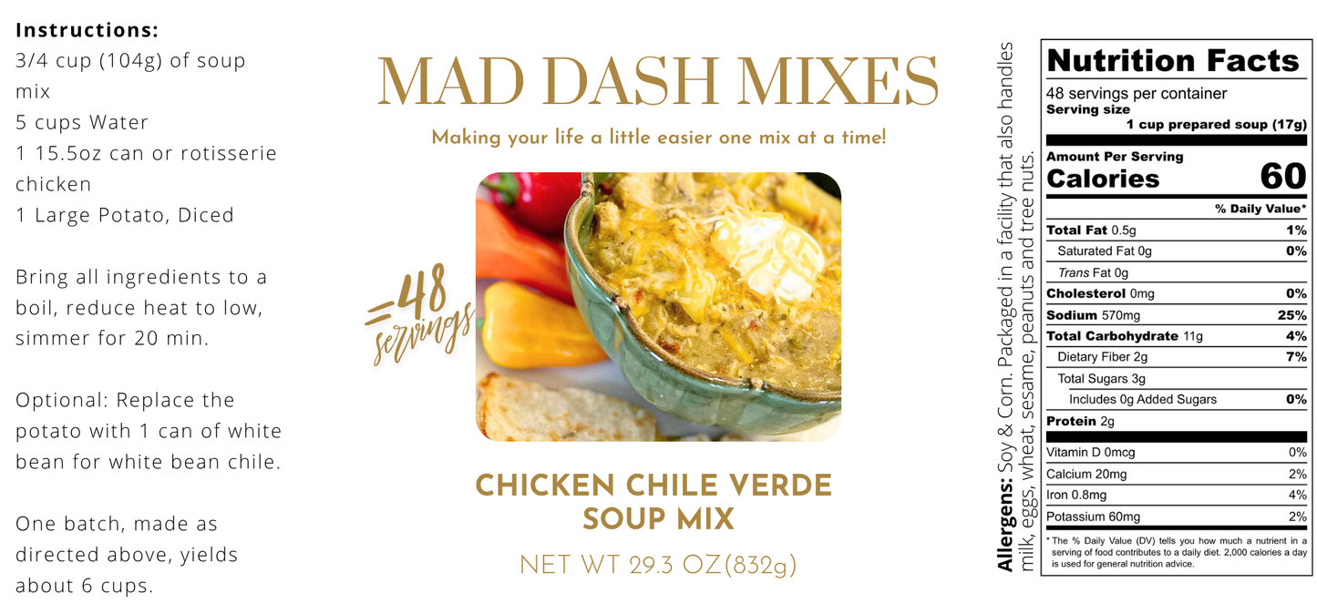 Chicken Chile Verde Soup Mix — Bulk Container (Makes 8 Batches)
